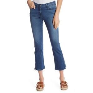 3x1 NYC Jeans Presley Side Ankle Zipper Blue Denim Cropped Boot Cut 28